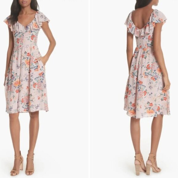 Rebecca Taylor Marlena Ruffle Silk Dress Women's Size 0 EUC - Picture 2 of 16